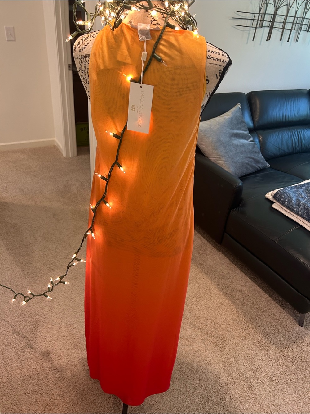 Caroline Constas size large Sleeveless Ombre Orange Maxi Dress - Picture 10 of 11